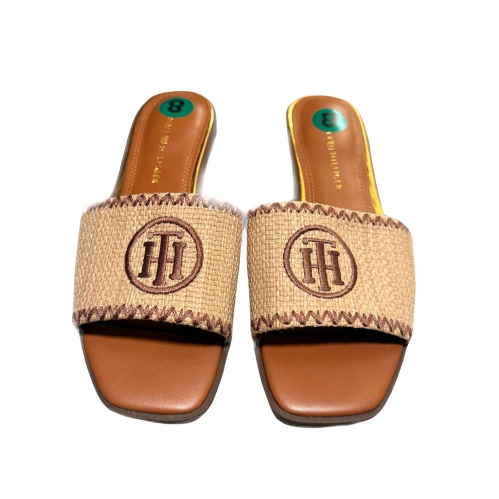 Tommy Hilfiger Brown and Tan Slide Sandals